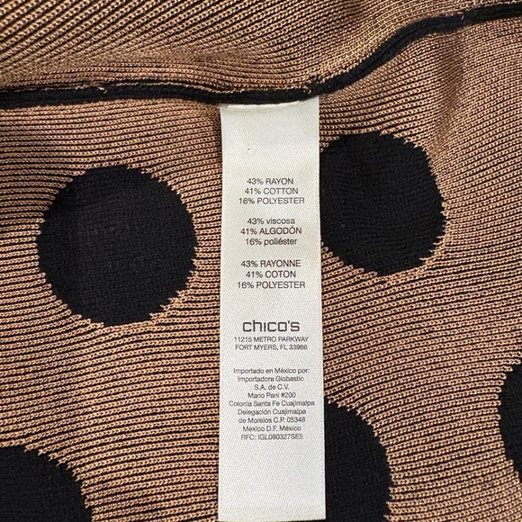 Talbots polka dot long sweater cardigan open S M black tan - Picture 5 of 6